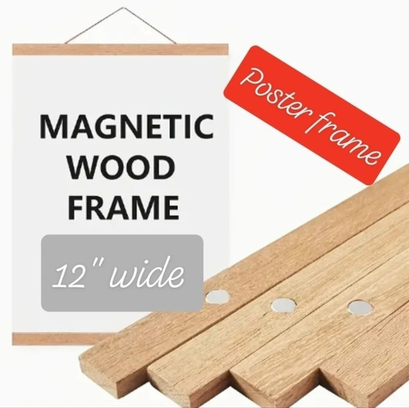 12" Magnetic hanging poster frame, teak color - Picture 2 of 3